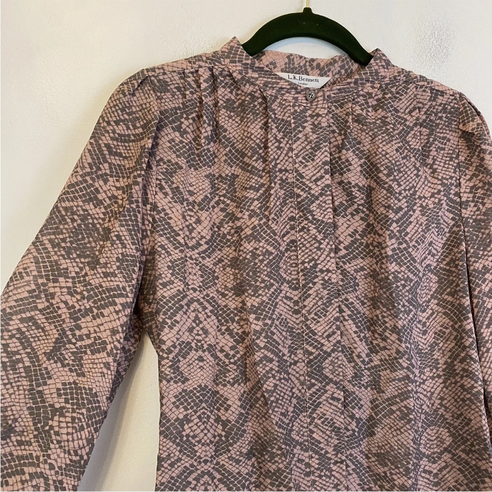 L.K. Bennett top. Pale pink snakeskin print. Size 8 UK, US 4